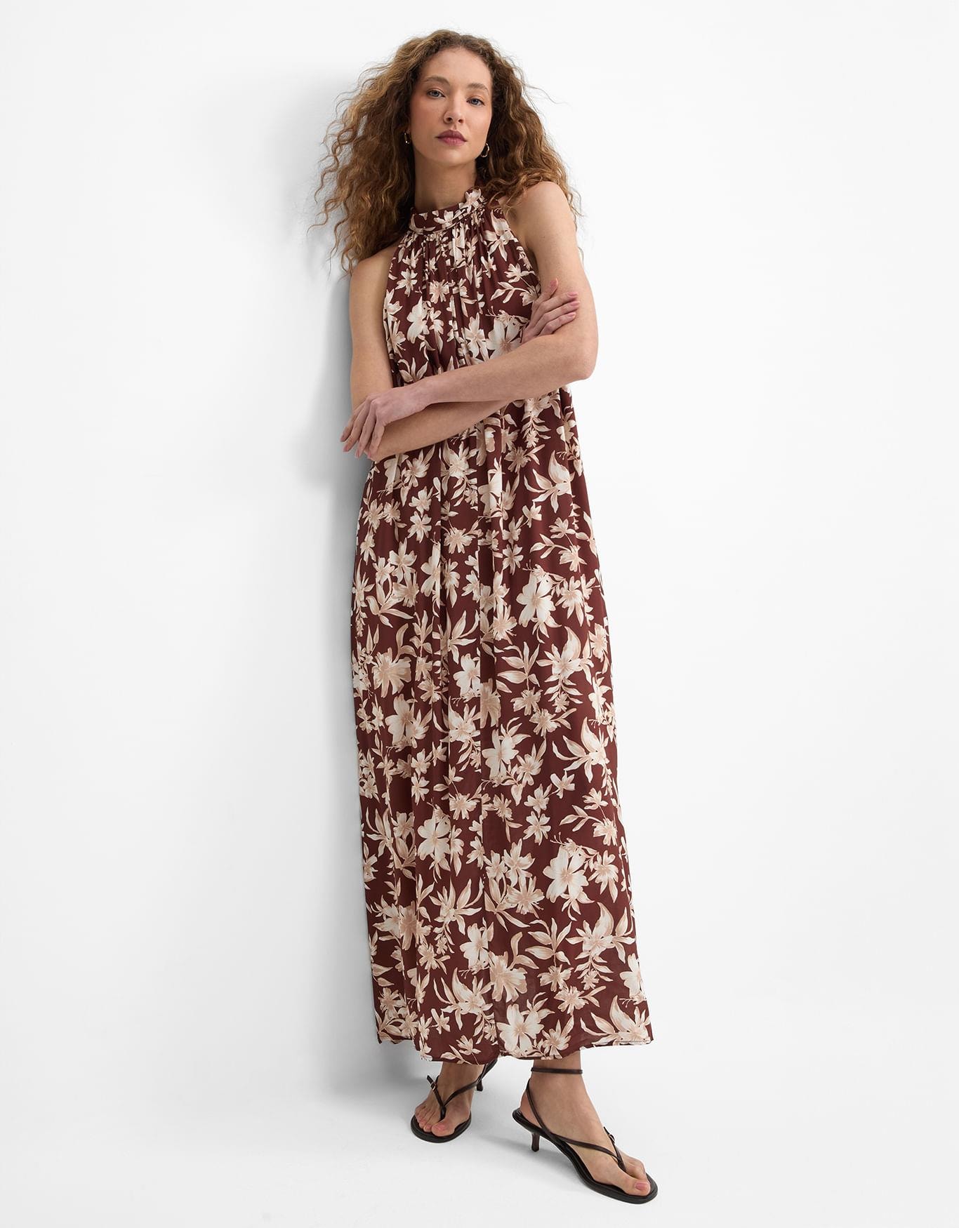 Vestido Floral Conhaque