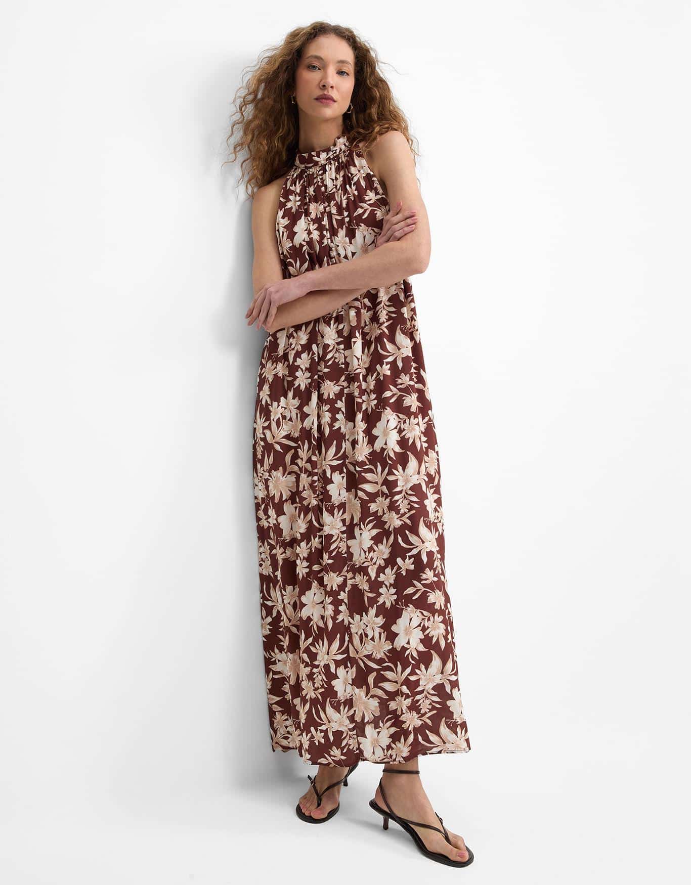 Vestido Floral Conhaque