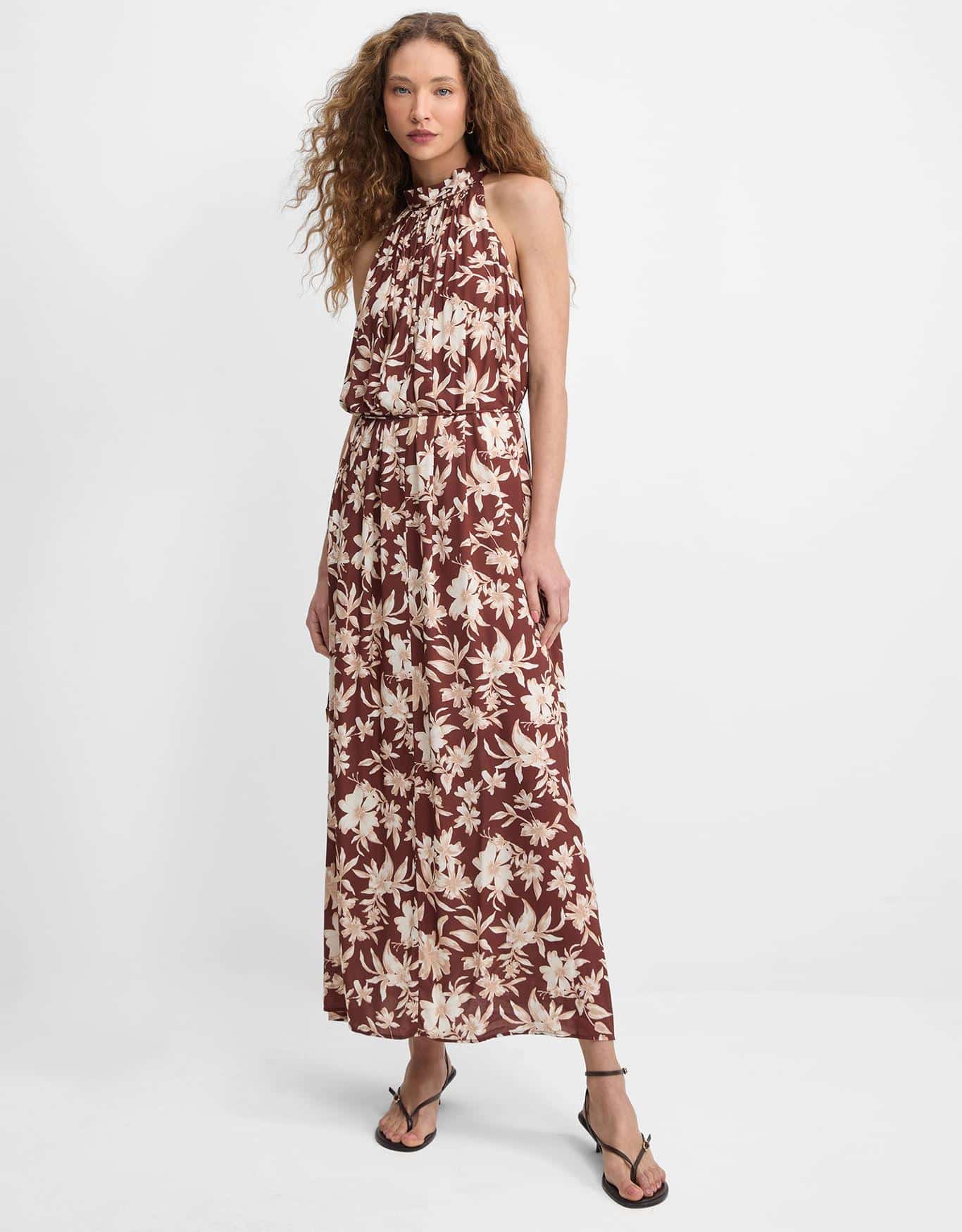 Vestido Floral Conhaque