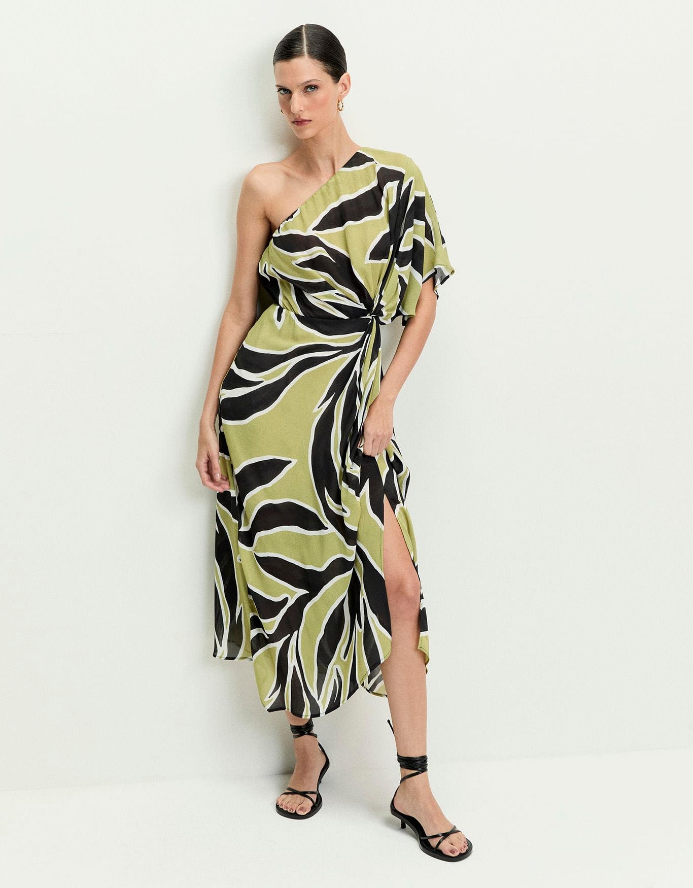 Vestido Folhagem Cacto Midi