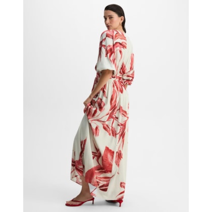 Vestido Folhagem Vermelha