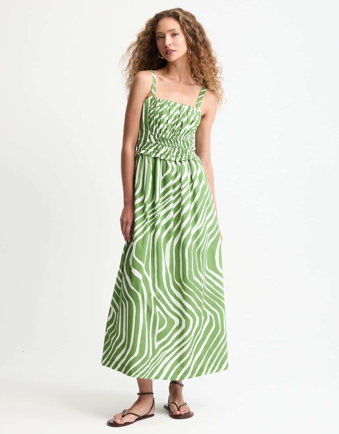 Vestido Grafico Bicolor Verde