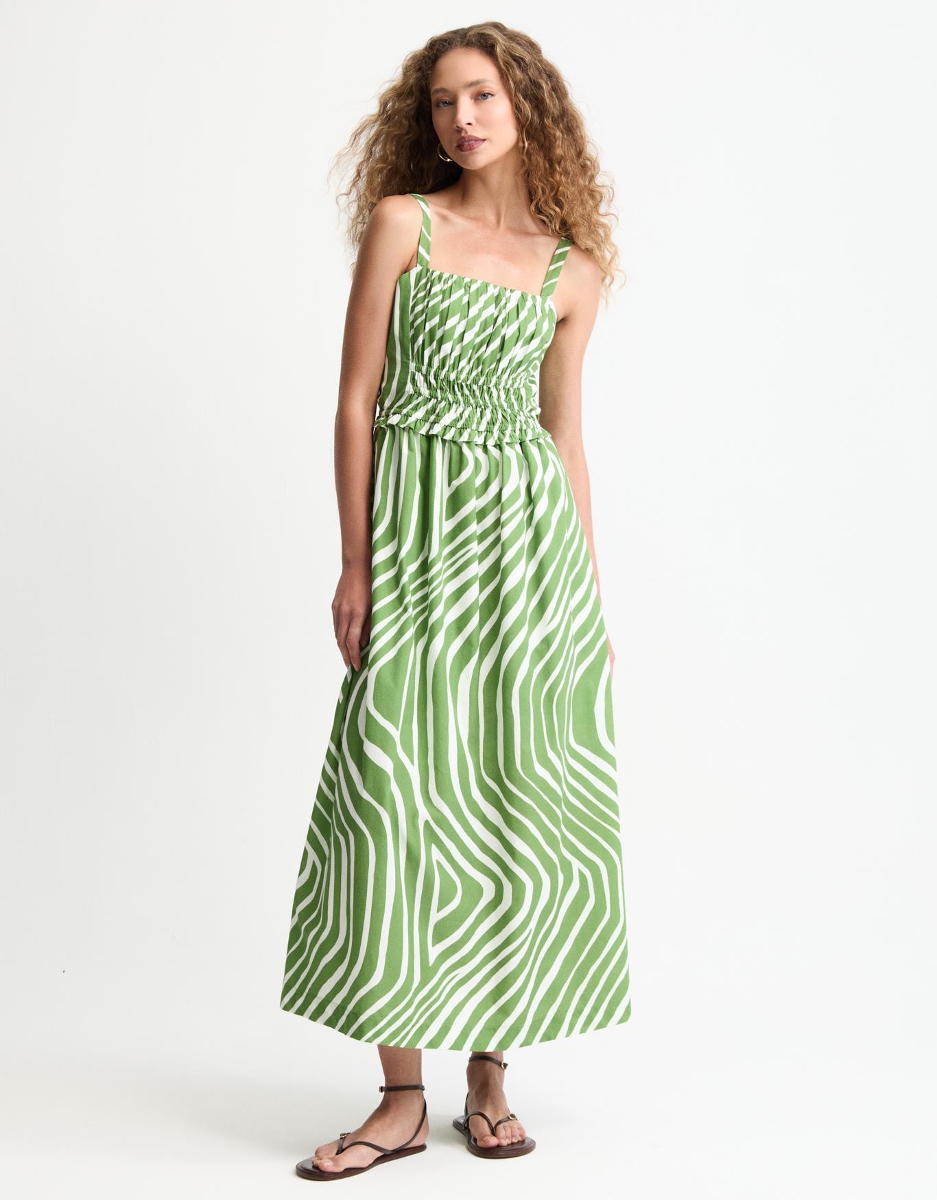 Vestido Grafico Bicolor Verde