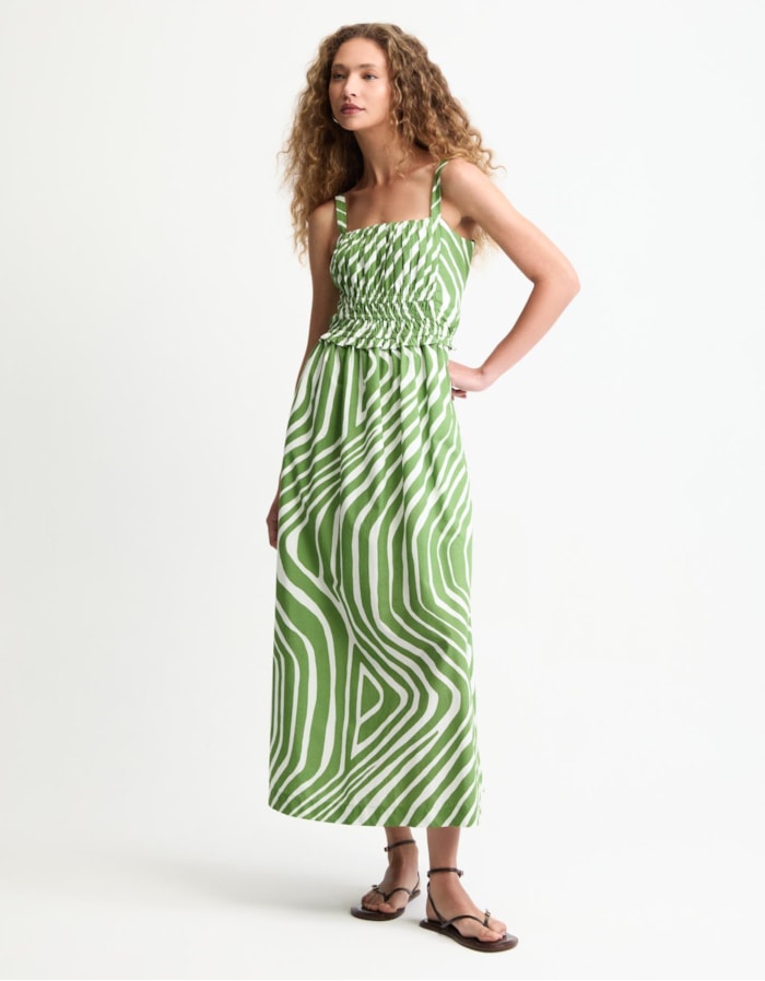 Shoulder — Vestido Grafico Bicolor Verde