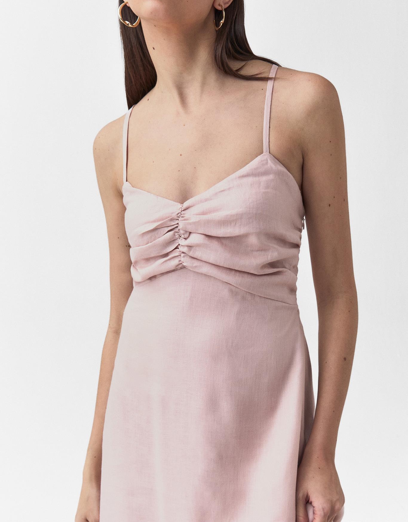 Vestido Linho Detalhe Franzido