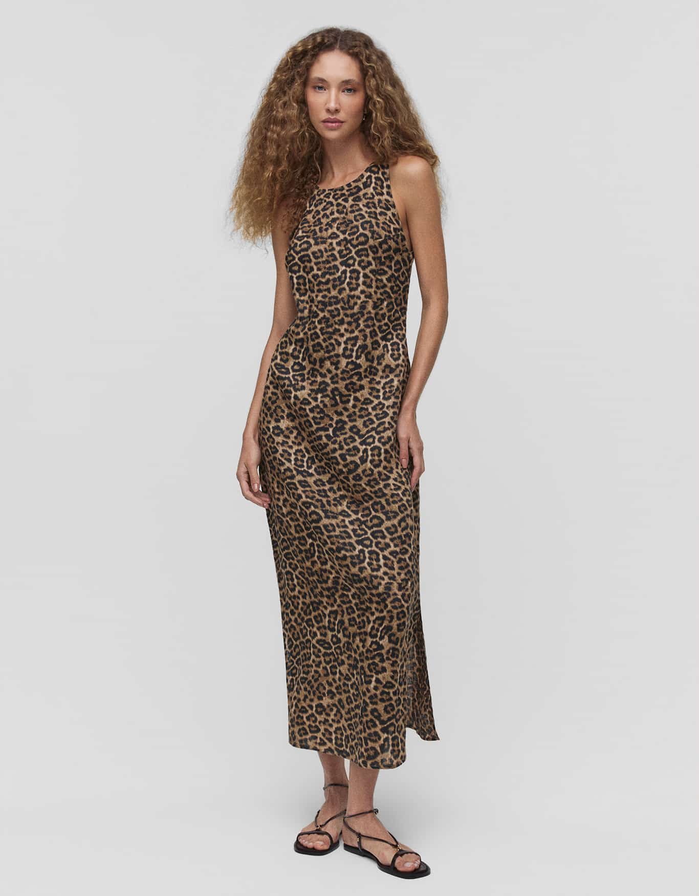 Vestido Linho Leopardo