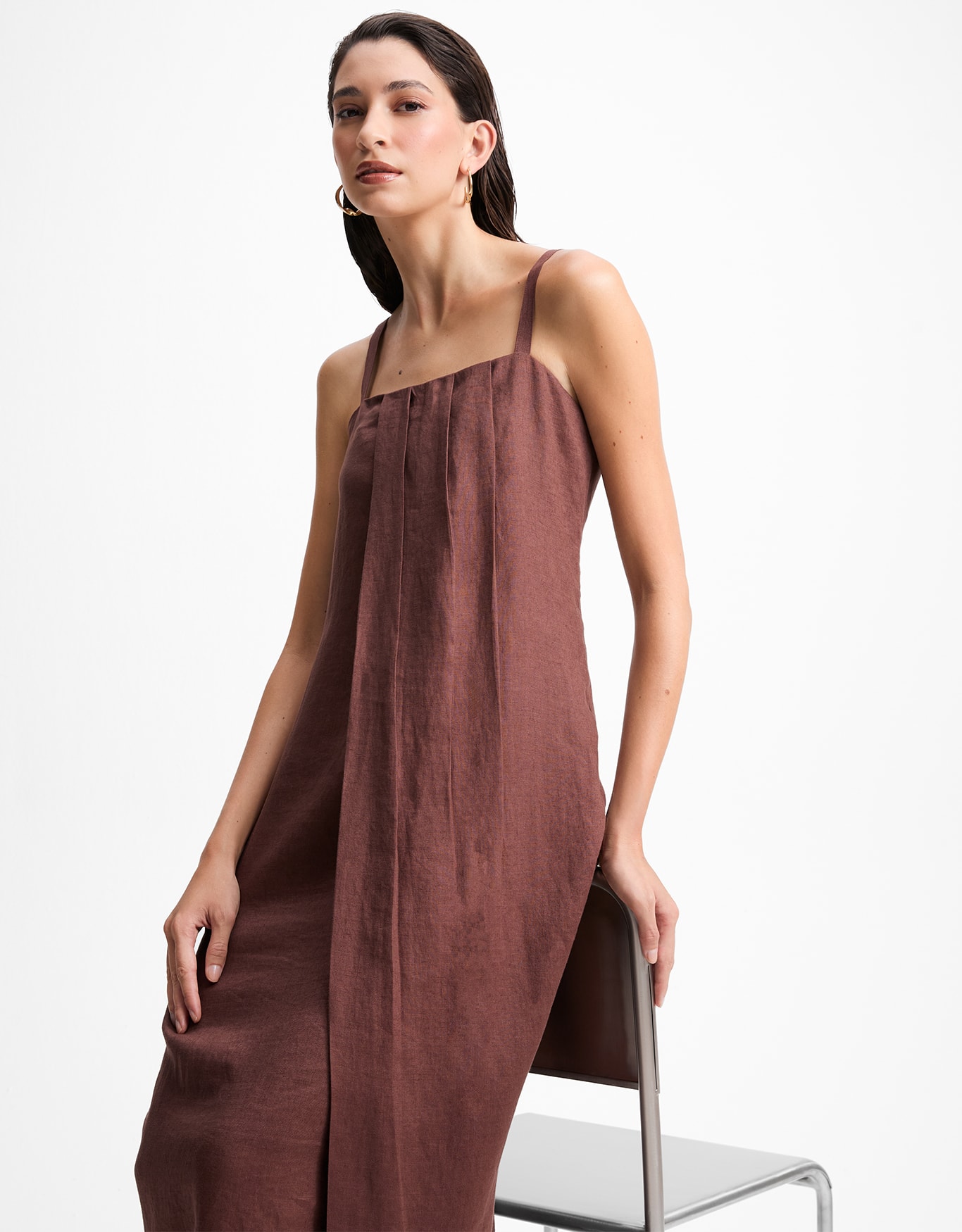 Vestido Linho Pregas