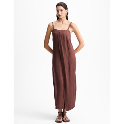 Vestido Linho Pregas