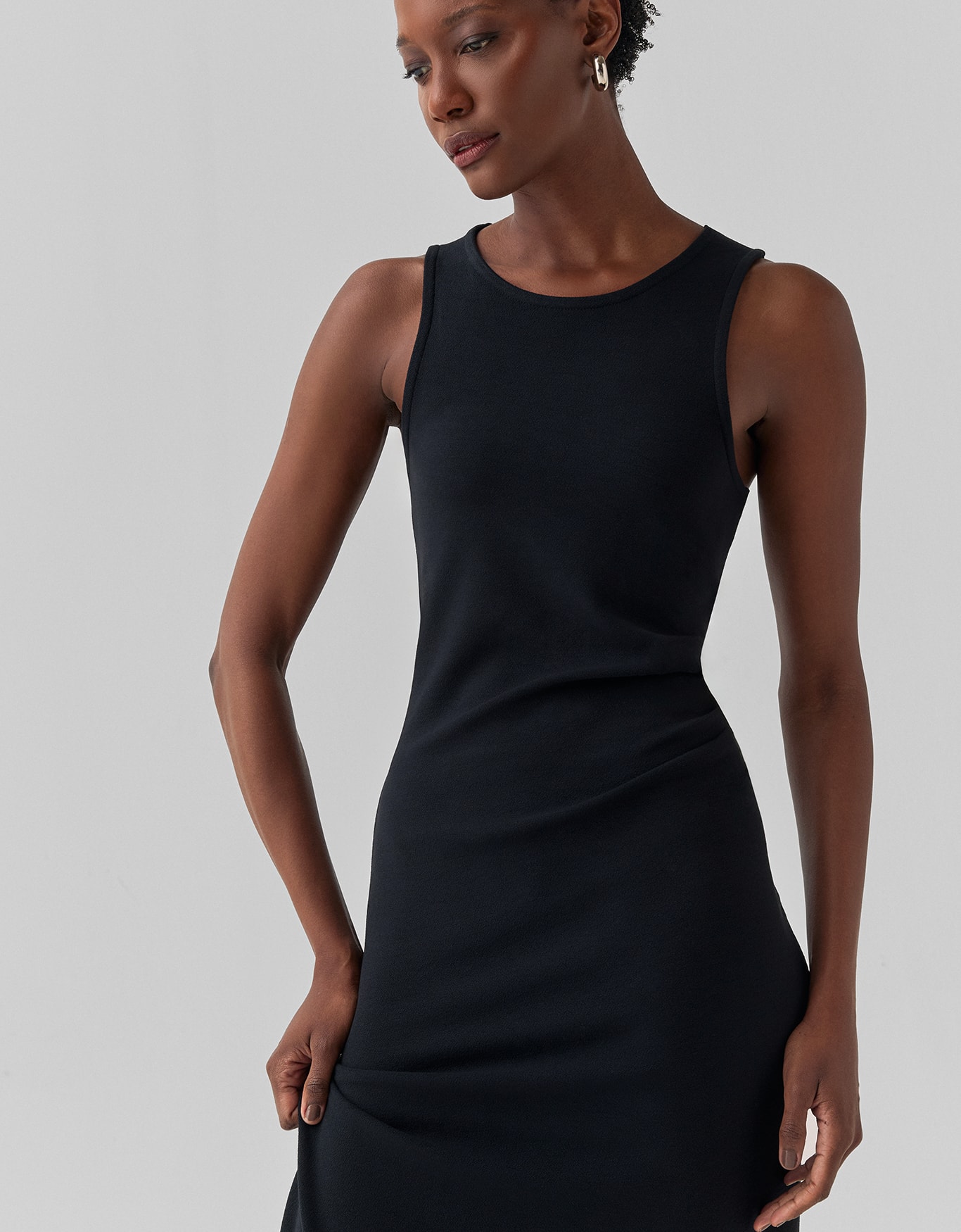 Vestido Malha Pregas Cintura