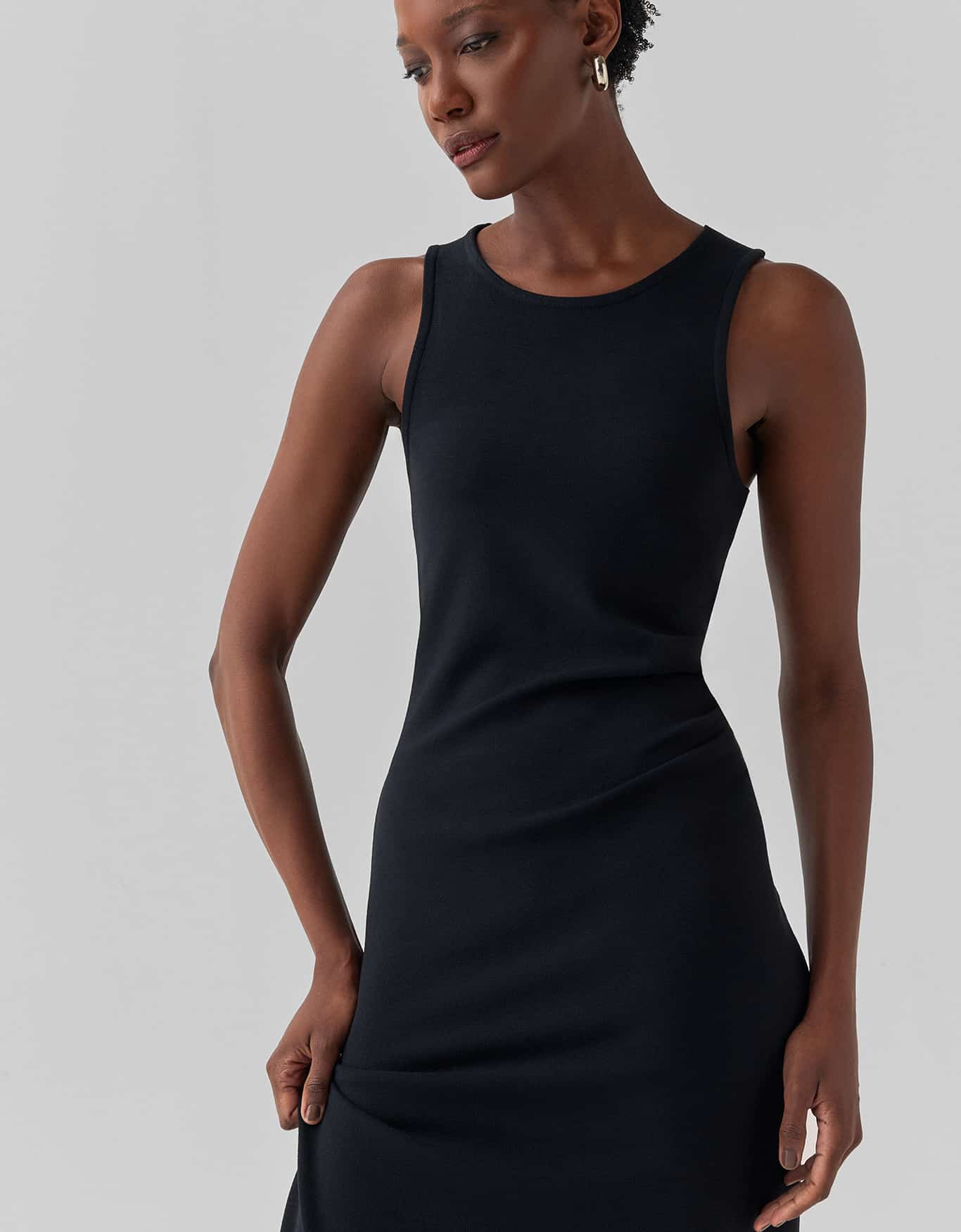 Vestido Malha Pregas Cintura