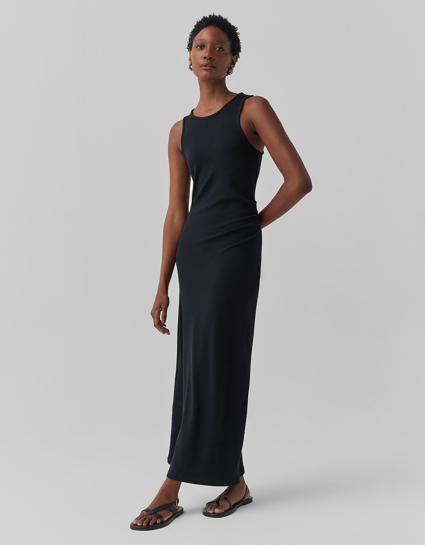 Vestido Malha Pregas Cintura