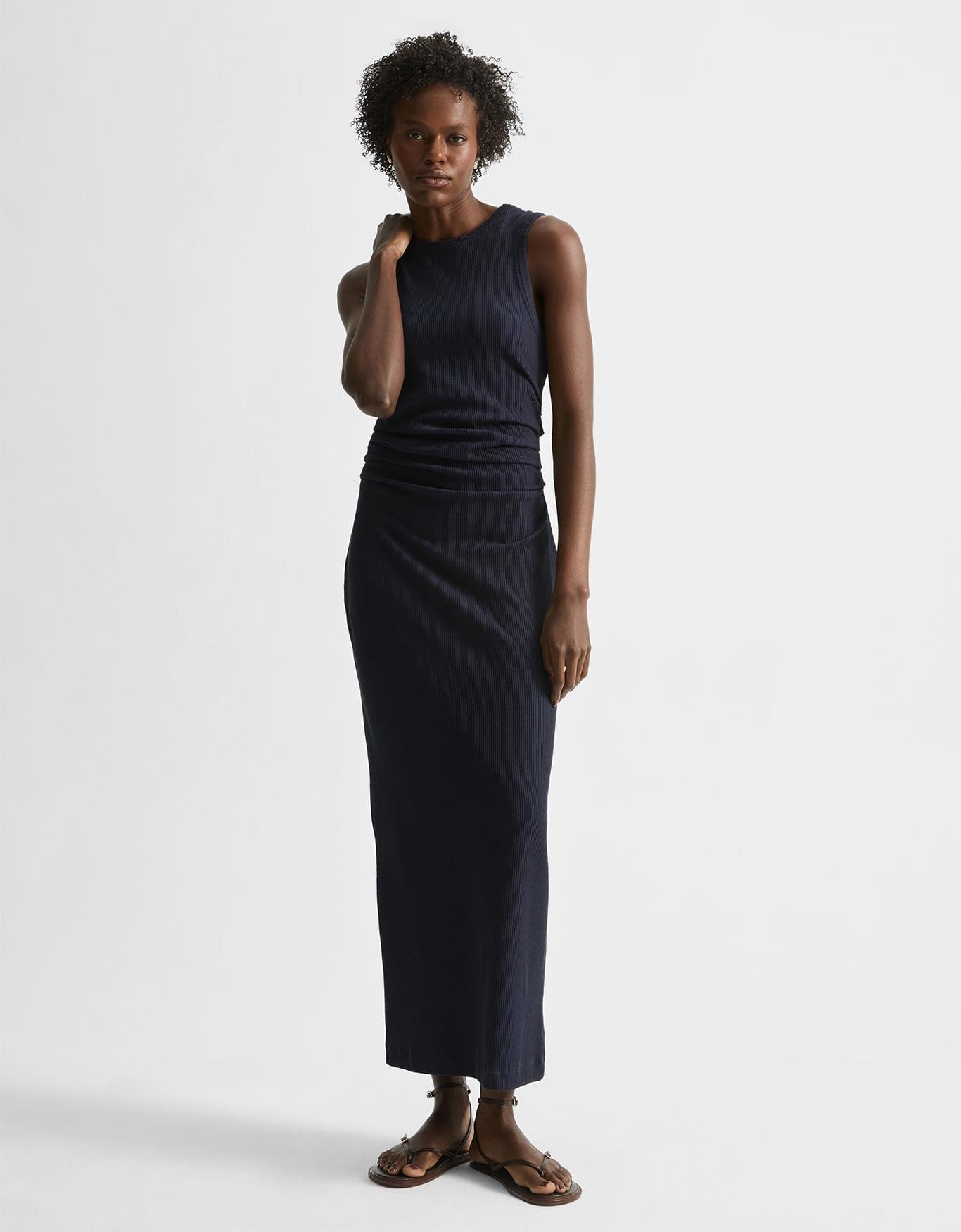 Vestido Malha Pregas Laterais