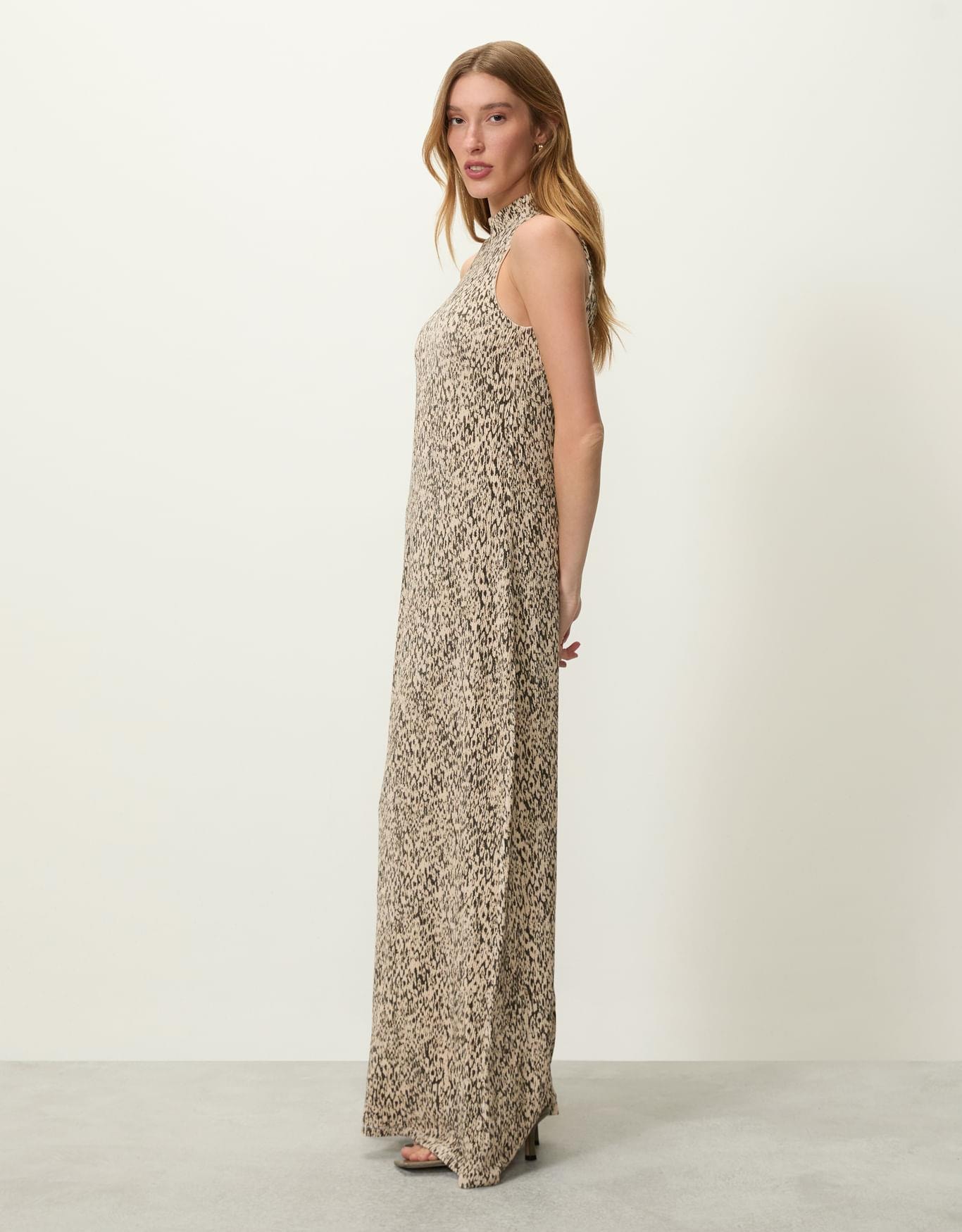 Vestido Malha Textura Areia