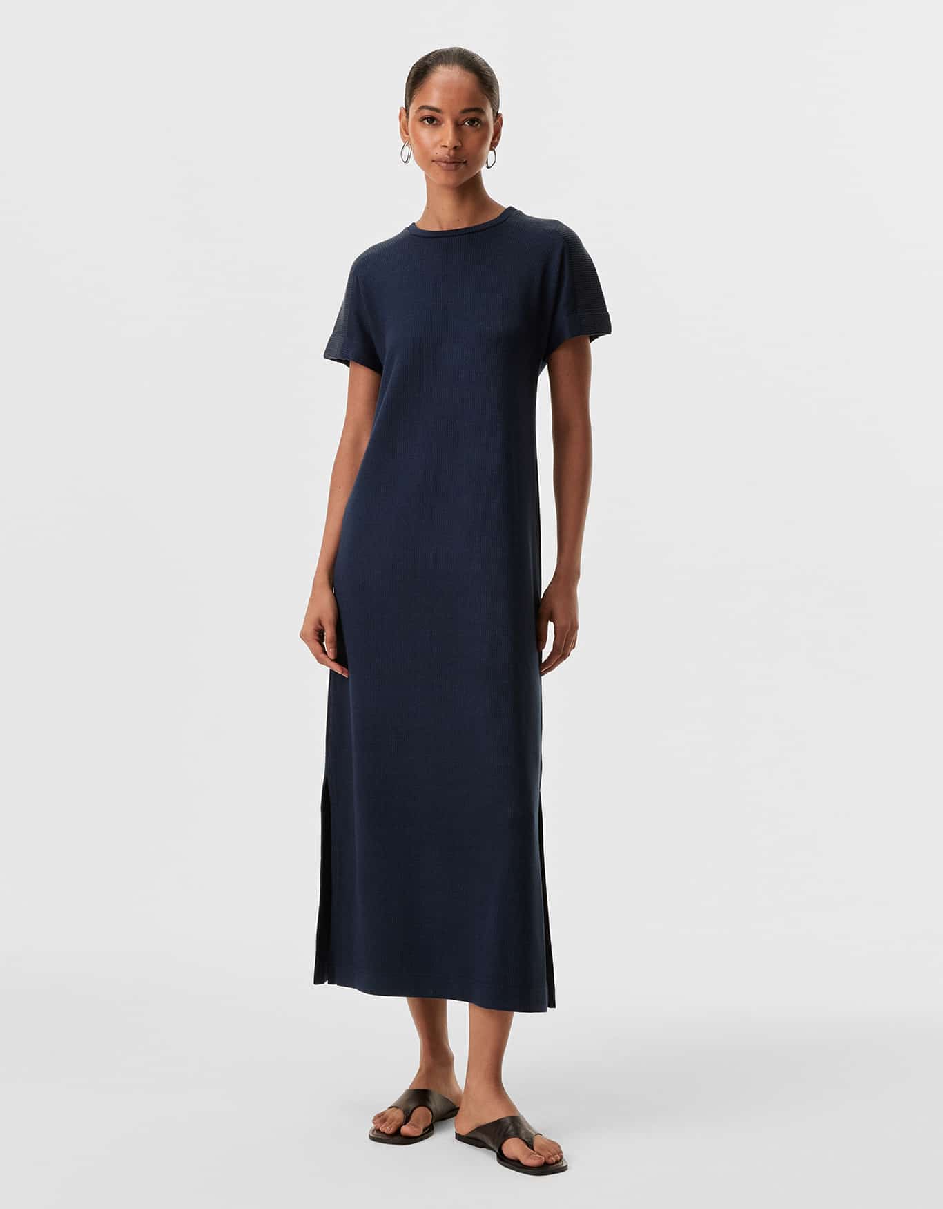 Vestido Manga Curta Canelado 360