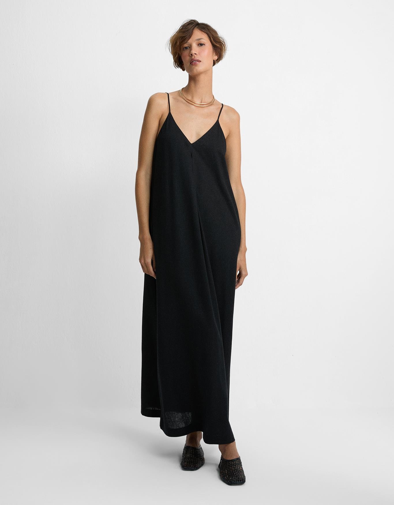 Vestido Midi Com Prega