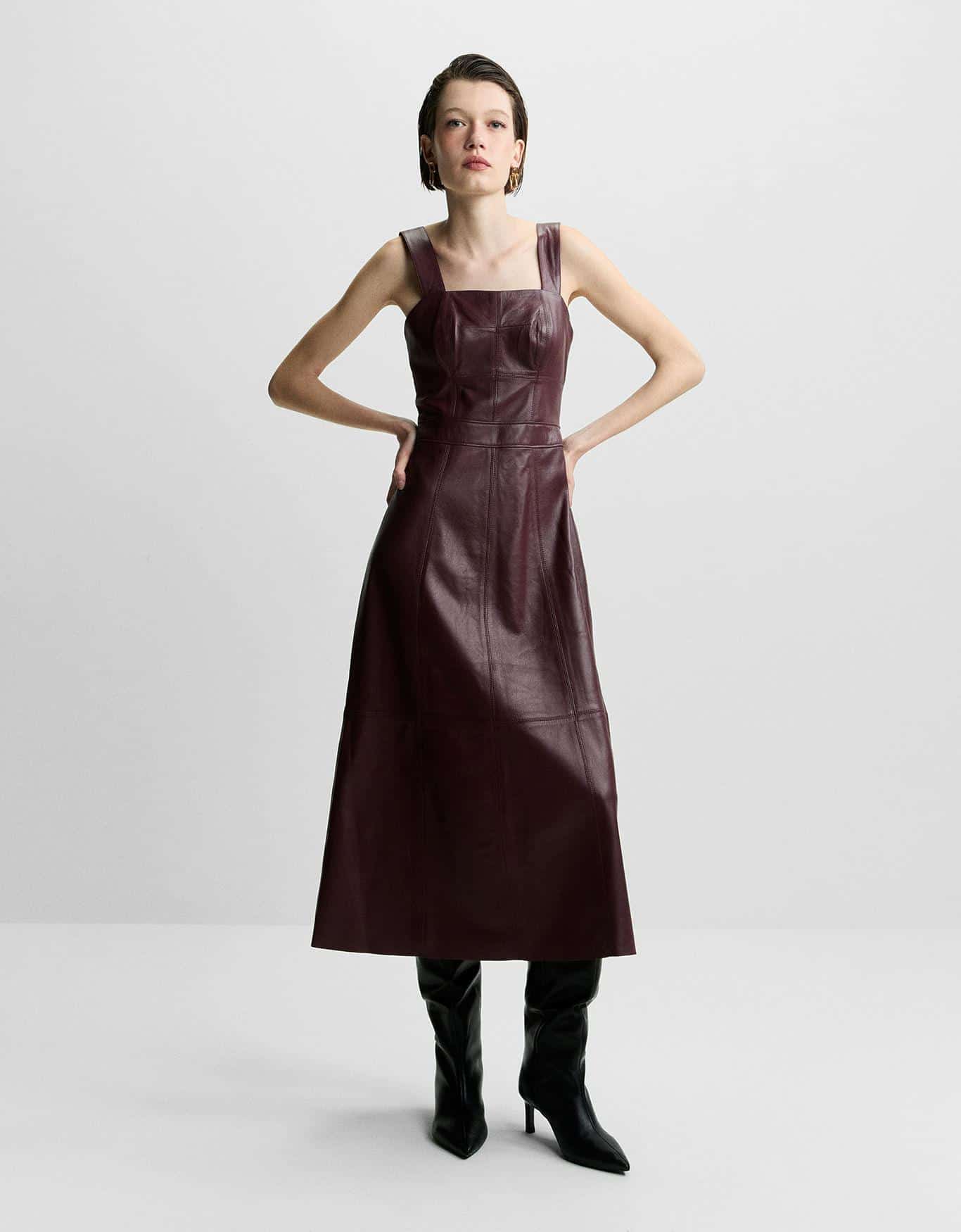 Vestido Midi Couro
