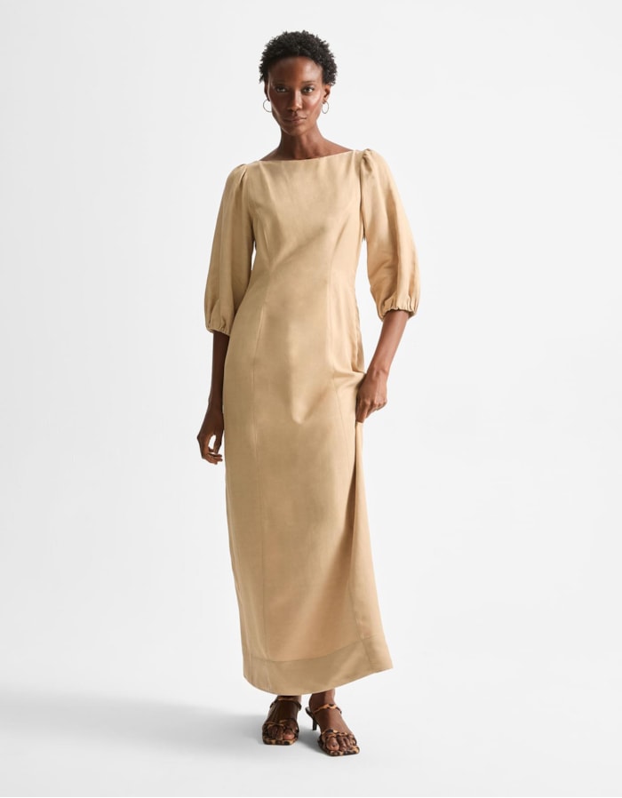 Shoulder — Vestido Midi Decote Canoa