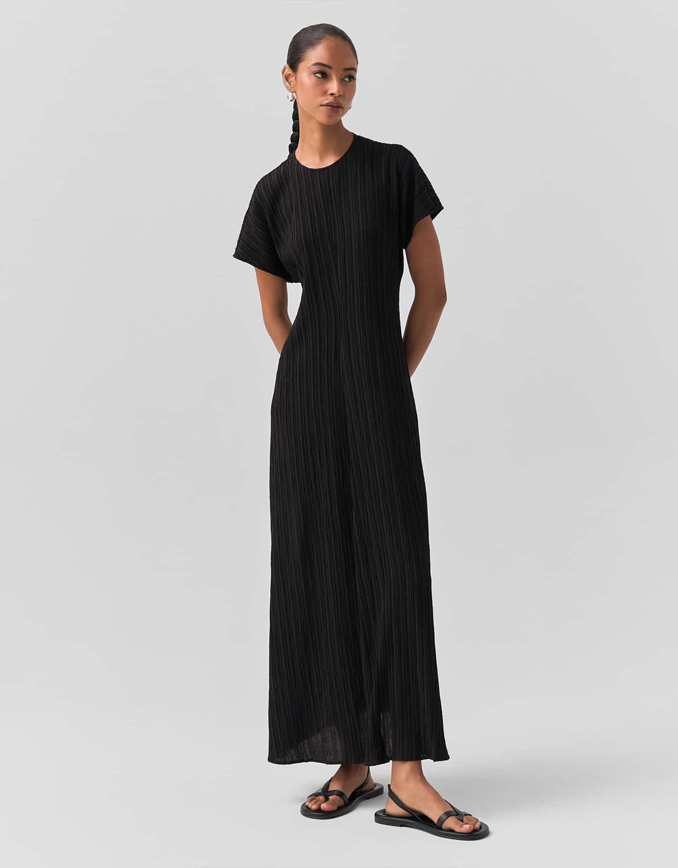 Vestido Midi Evasê Texturizado