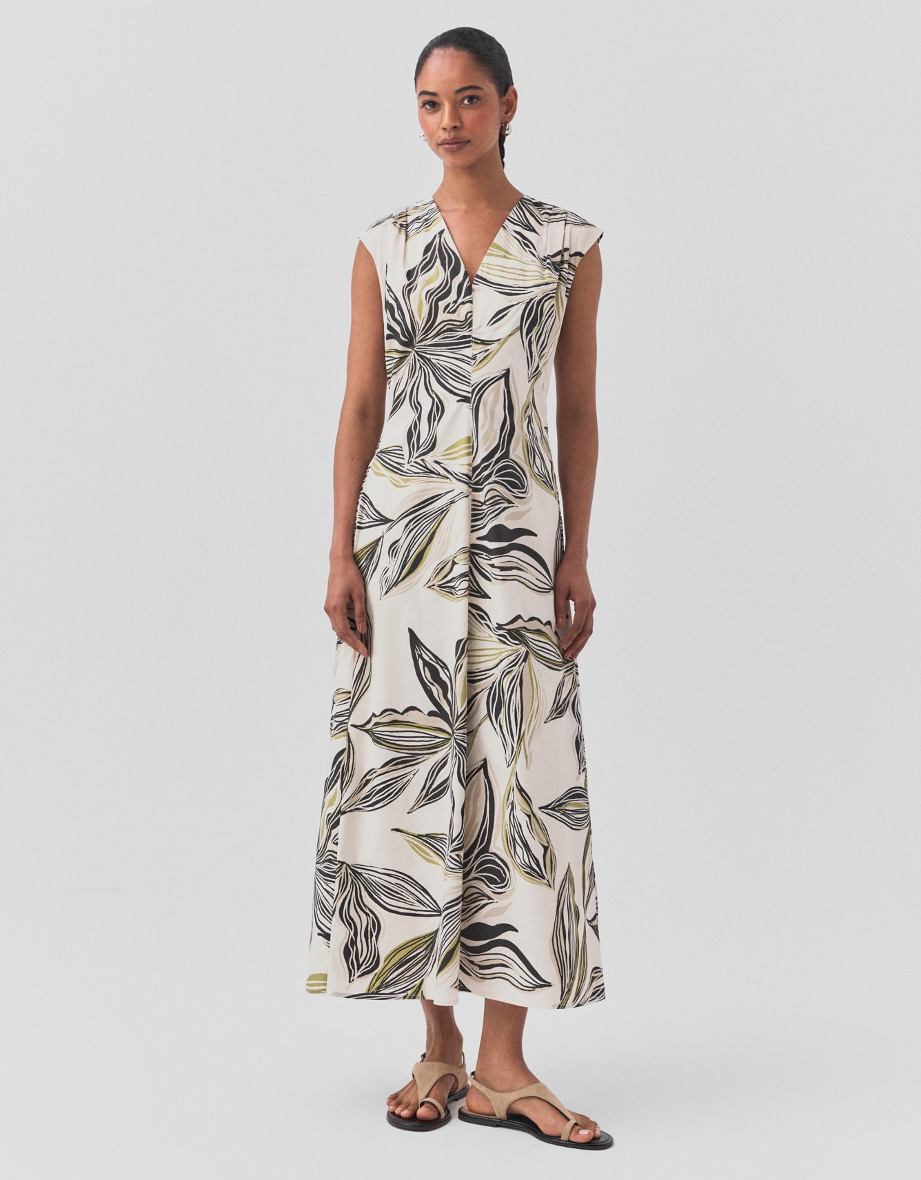 Vestido Midi Flor Linhas