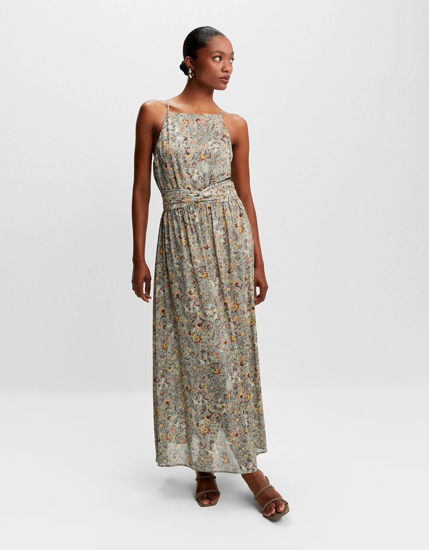 Vestido Midi Floral Acqua