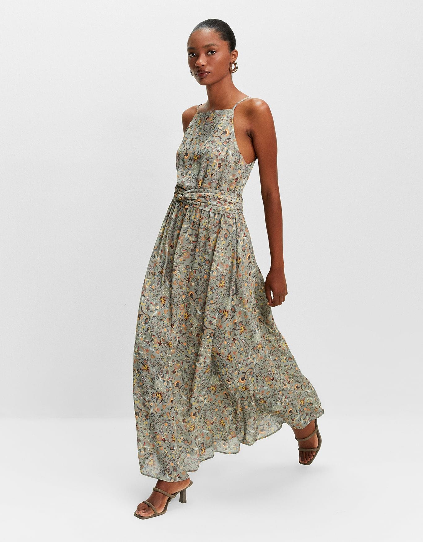 Vestido Midi Floral Acqua