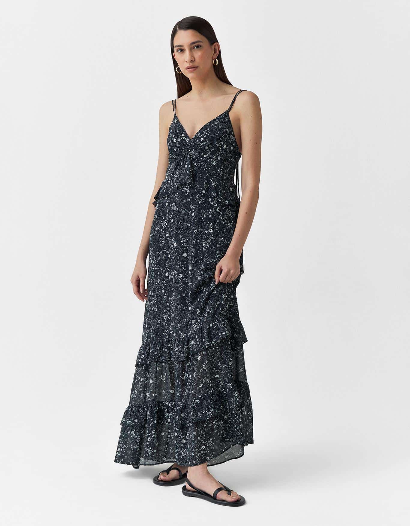 Vestido Midi Floral Renda Off