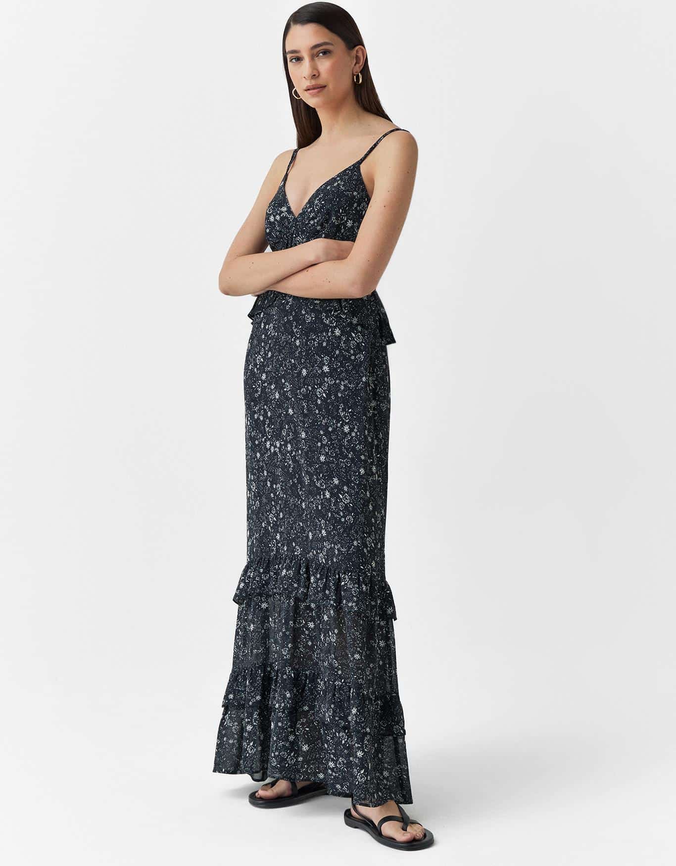 Vestido Midi Floral Renda Off