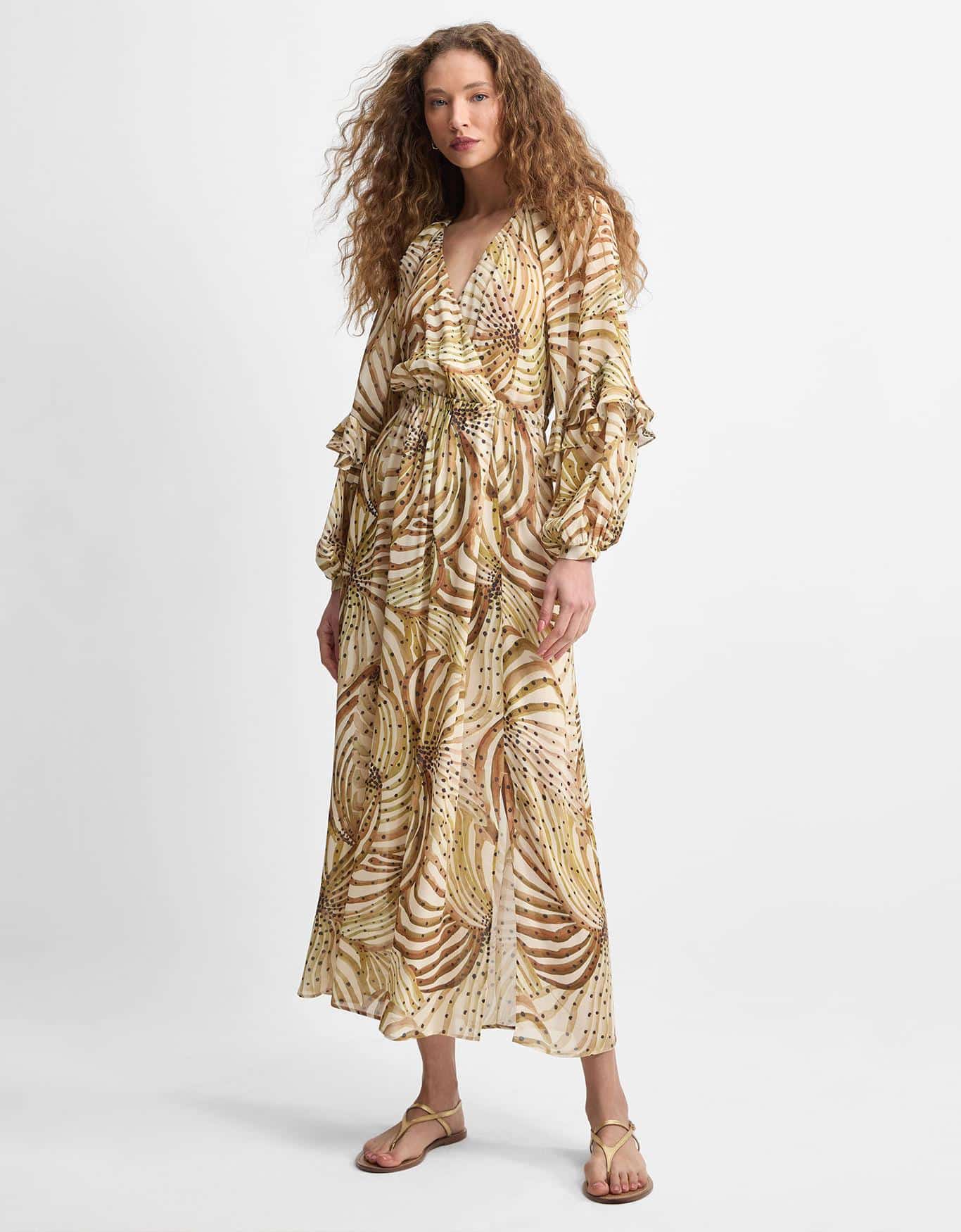 Vestido Midi Gráfico Fluido