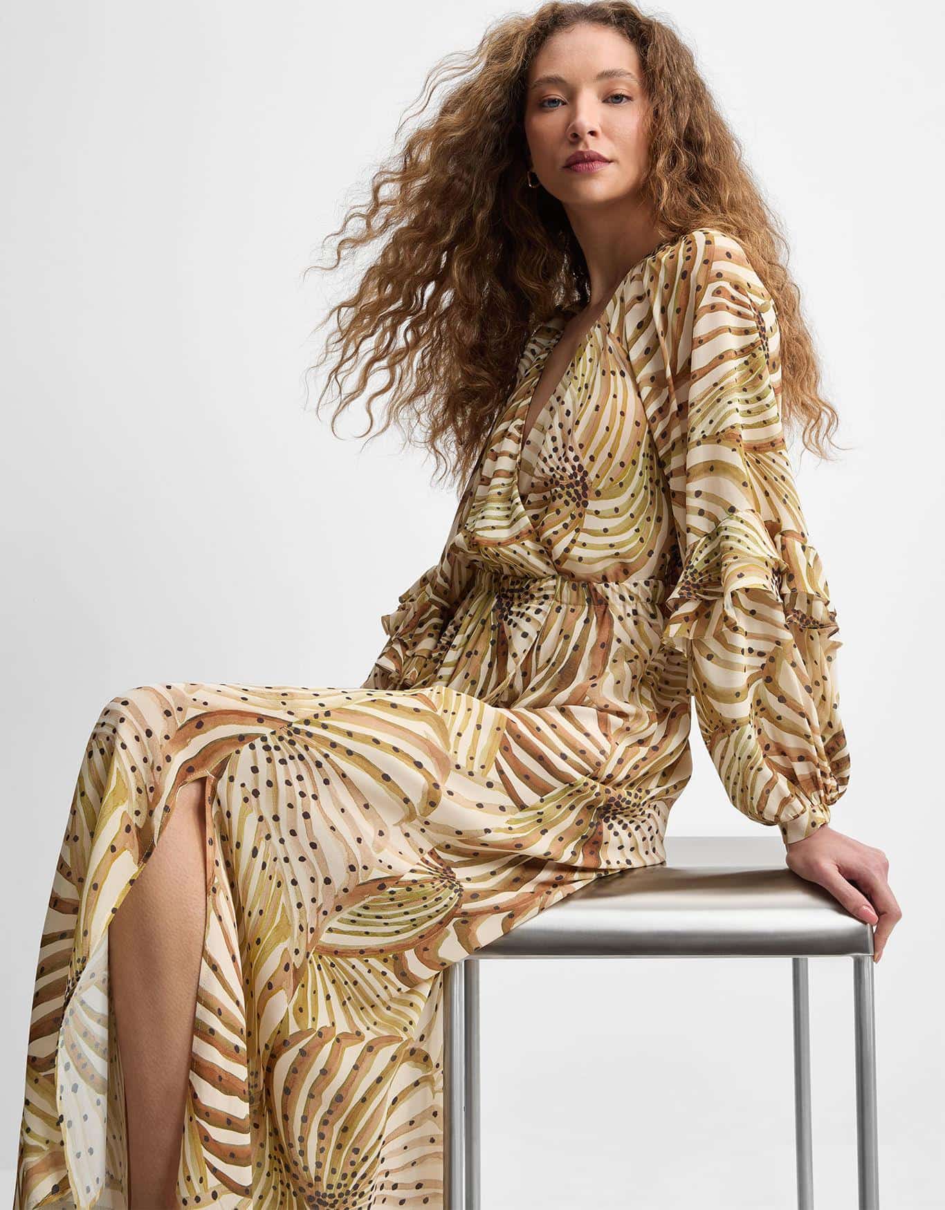 Vestido Midi Gráfico Fluido