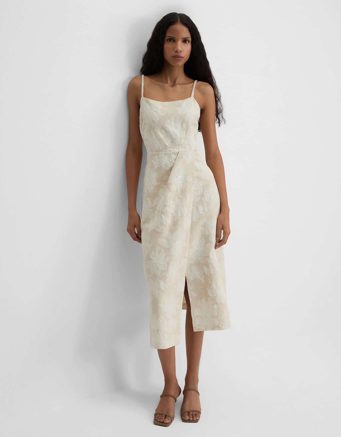 Vestido Midi Jacquard Natural