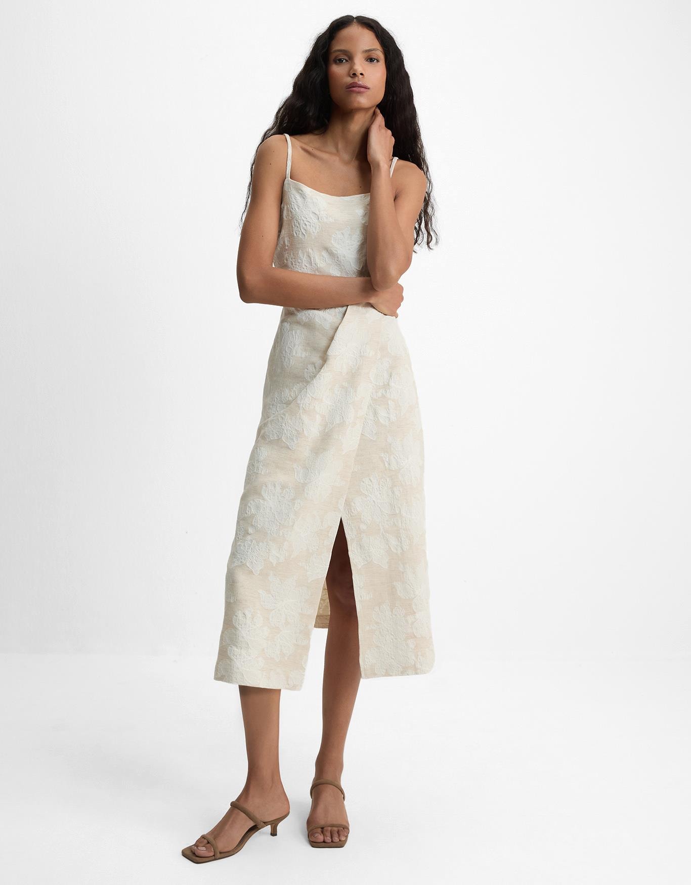 Vestido Midi Jacquard Natural