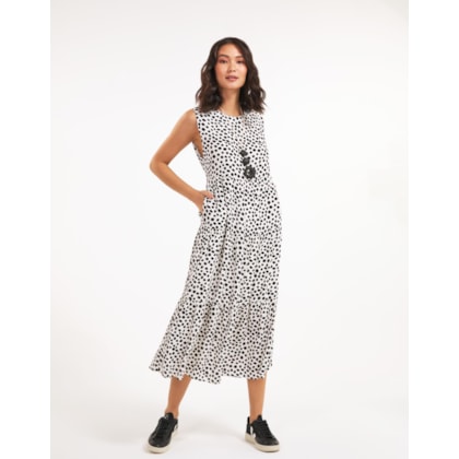 Vestido Midi Poá Ninho Off White
