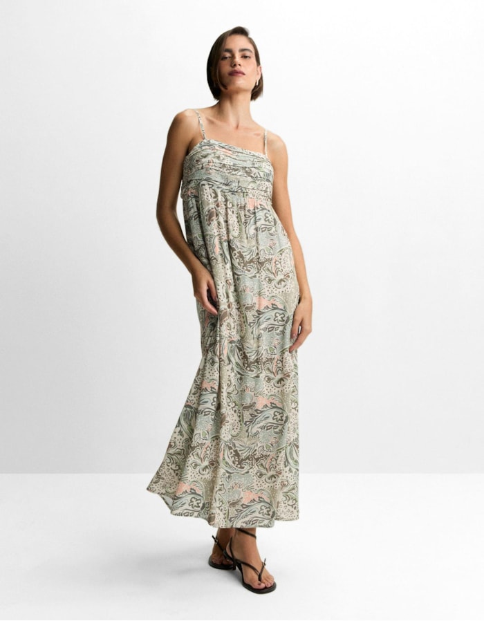 Vestido Paisley Areia