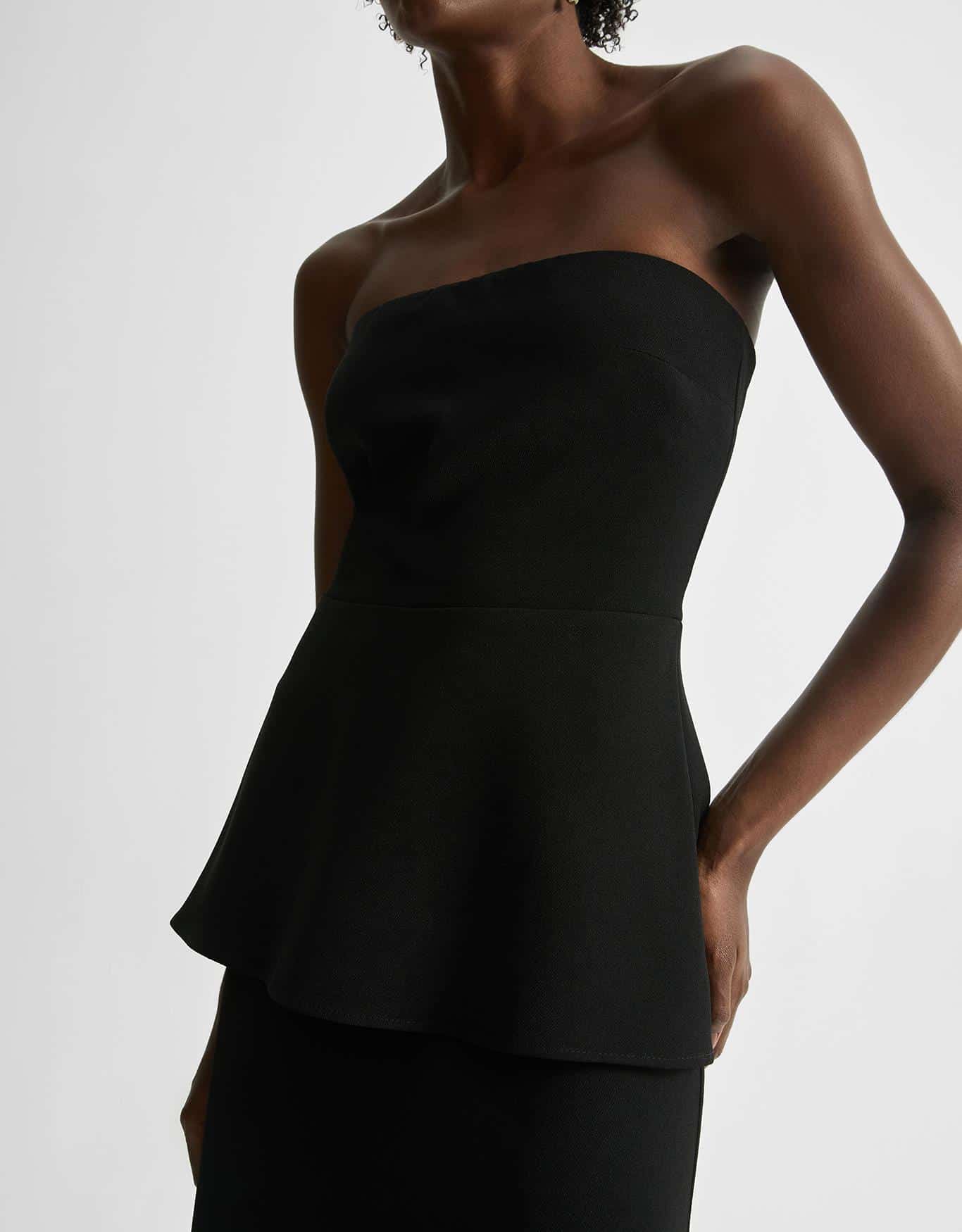 Vestido Sem Alça Peplum