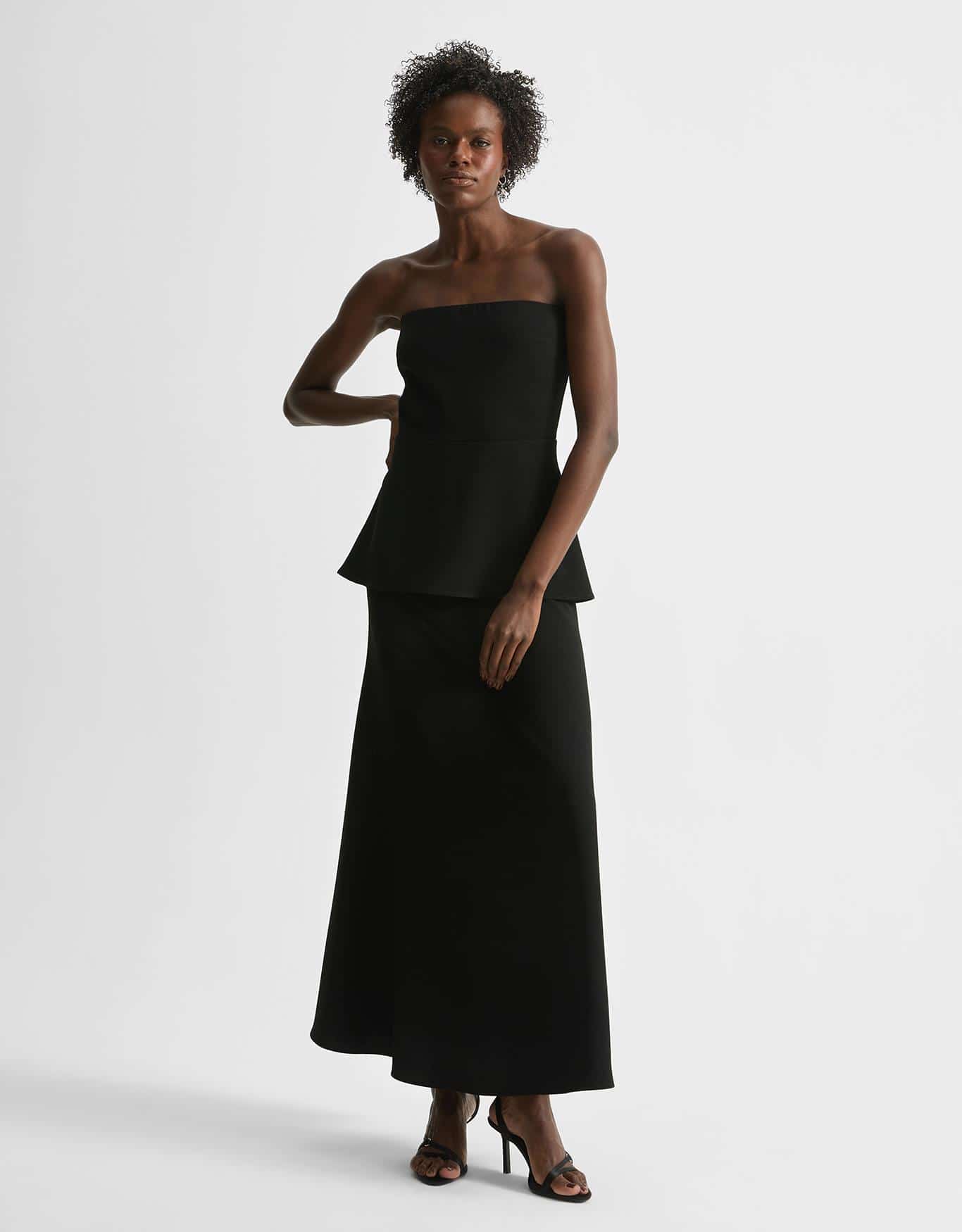 Vestido Sem Alça Peplum