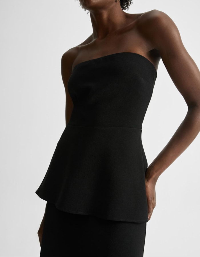 Vestido Sem Alça Peplum