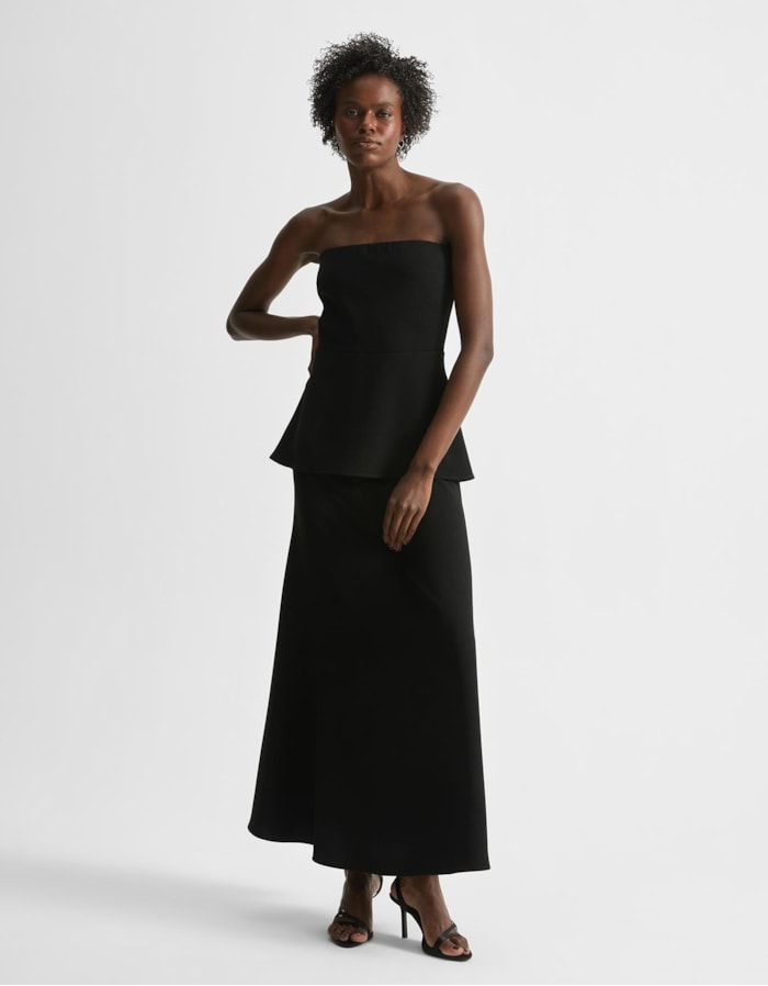 Vestido Sem Alça Peplum