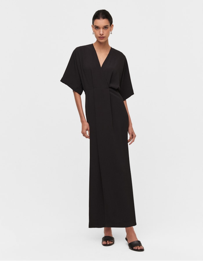 Shoulder — Vestido Transpassado com Pregas