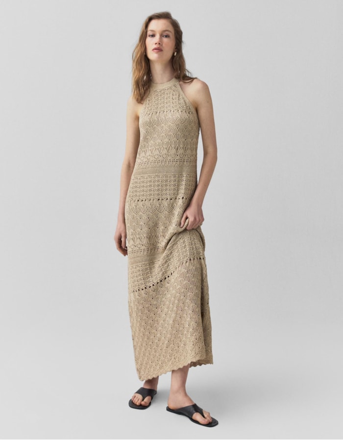 Shoulder — Vestido Tricot Dourado