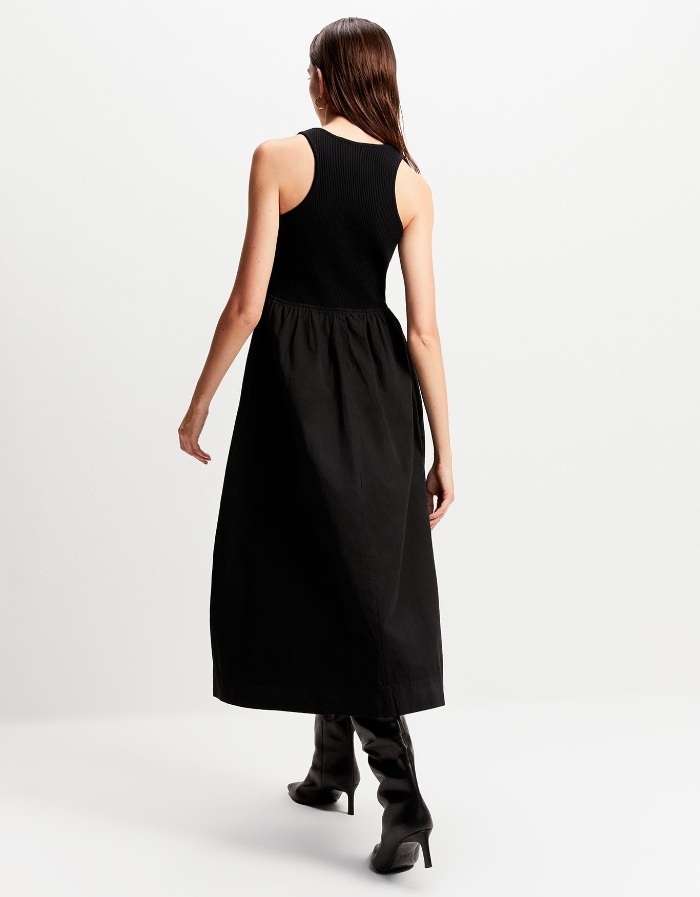 Vestido Tricot Mix Tecidos