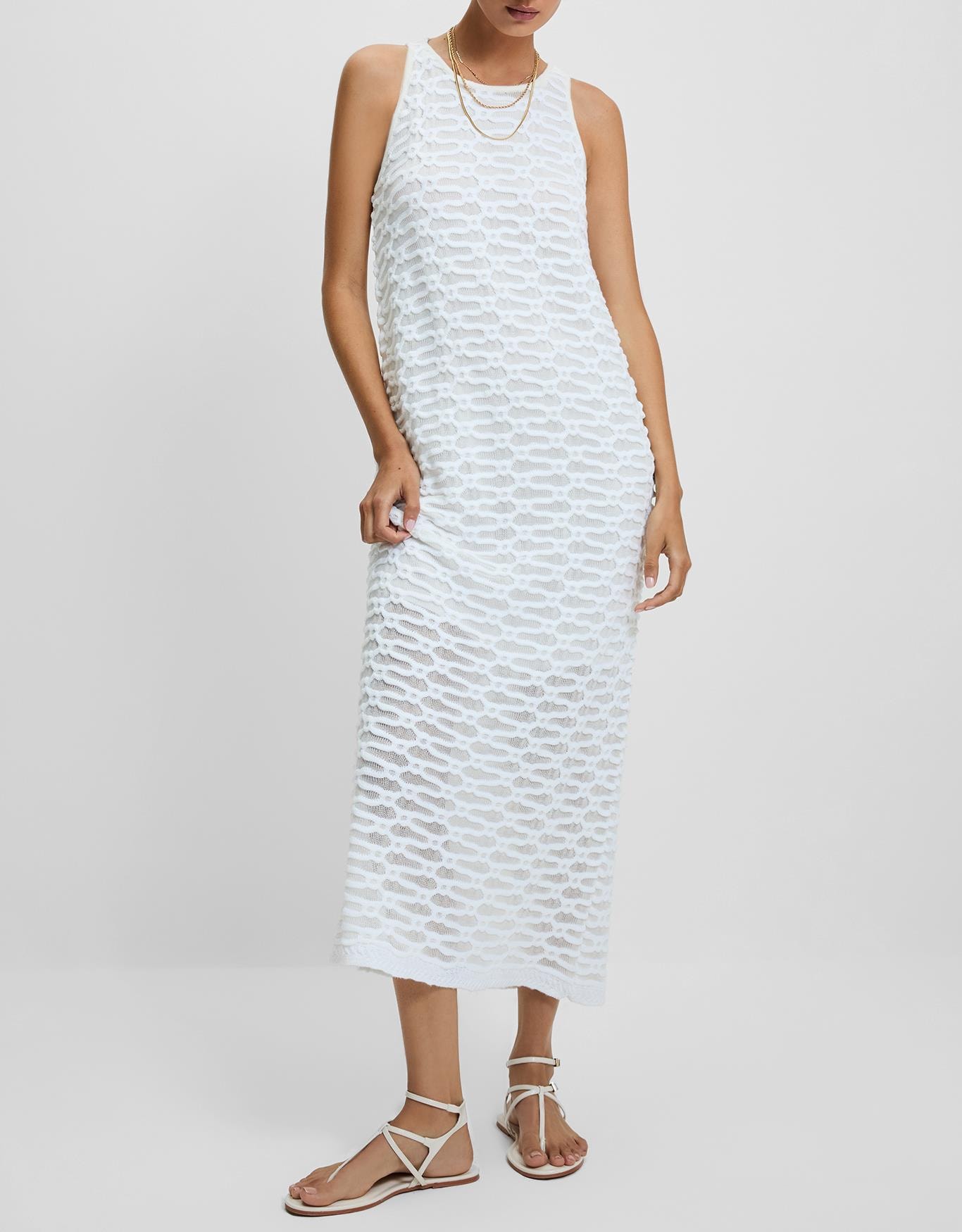 Vestido Tricot Textura Off White