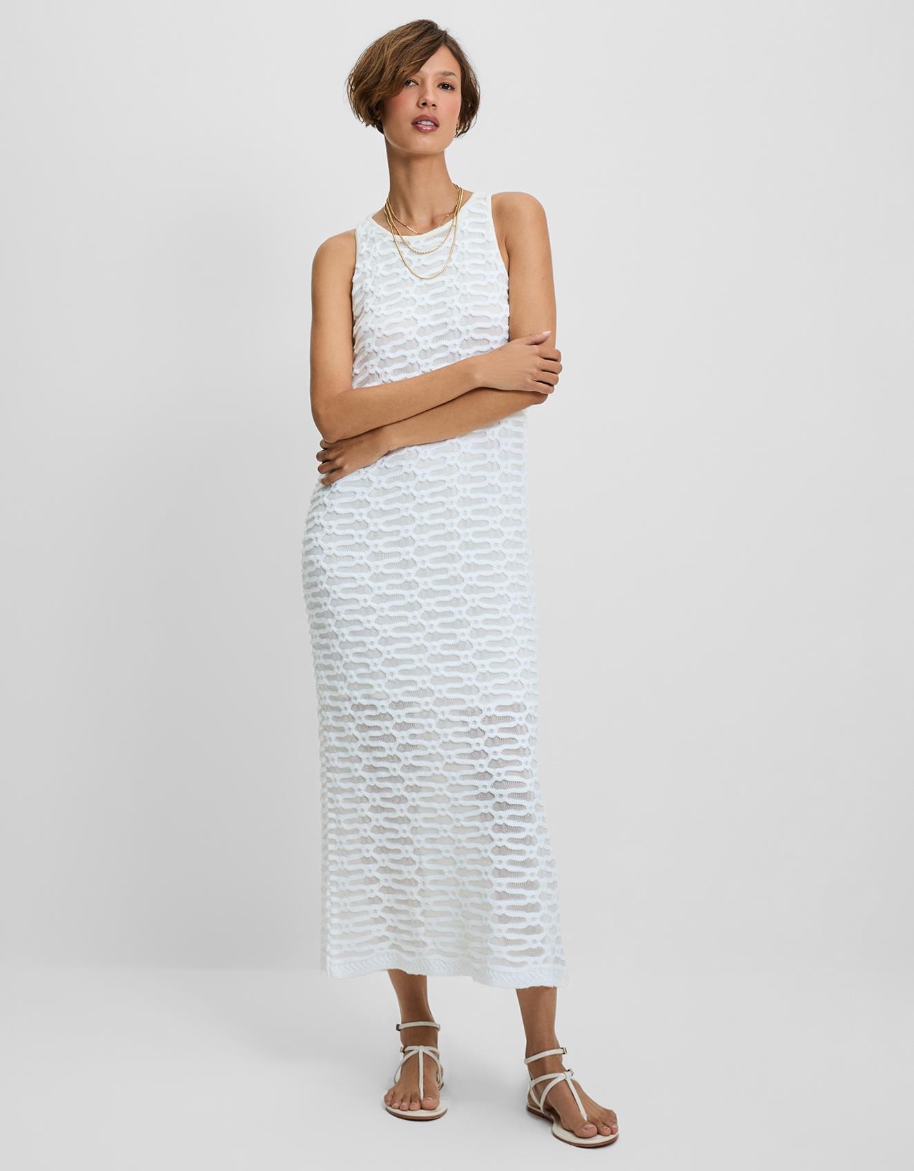 Vestido Tricot Textura Off White