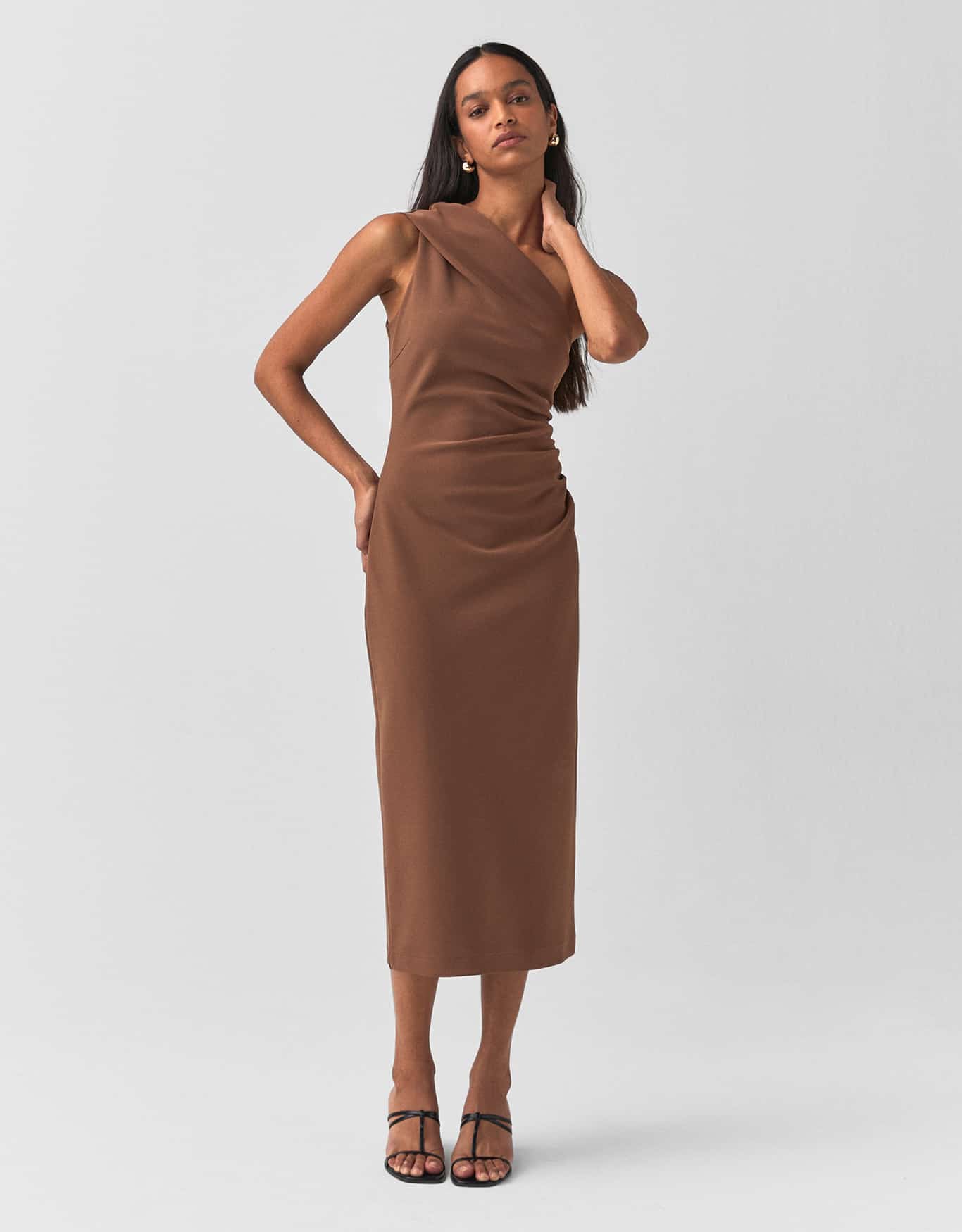 Vestido Um Ombro Só Crepe 360